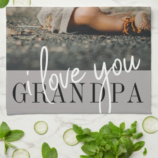 I Liebe Sie Opa Custom Foto Geschirrtuch (Gefaltet)