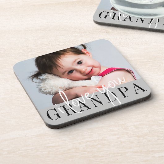 I Liebe Sie Opa Custom Foto Getränkeuntersetzer (Linke Seite)