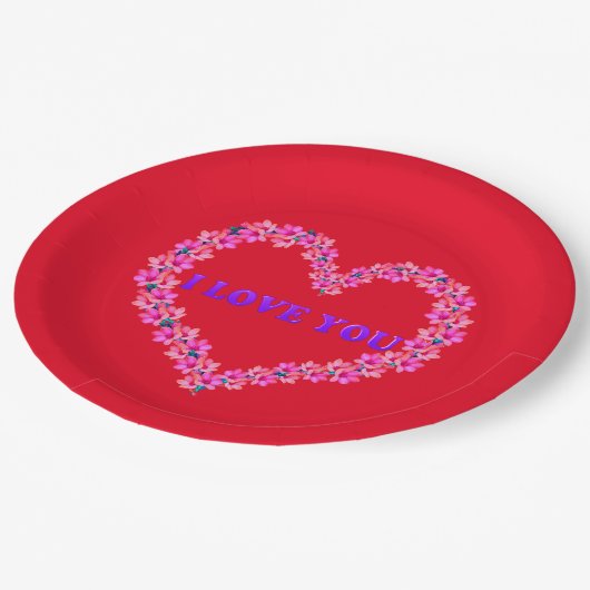 I Liebe Sie Papier Teller 9" (Schrägansicht)