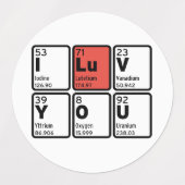 I Liebe Sie Periodische Tabelle Etiketten (Design 1)