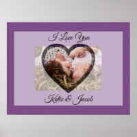 I Liebe Sie personalisiert Foto Lila Poster