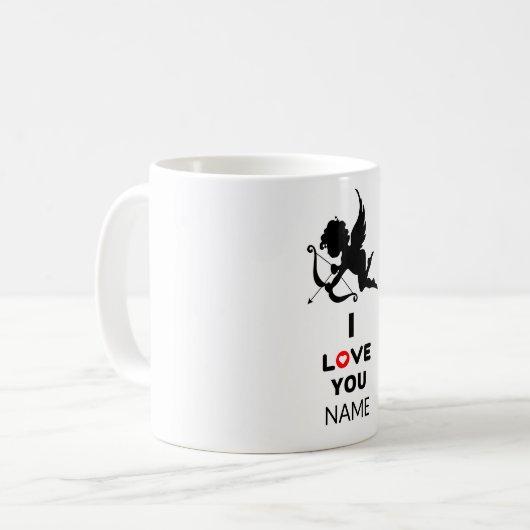 I Liebe Sie personalisierte Umarmung Kaffeetasse (Vorderseite Links)