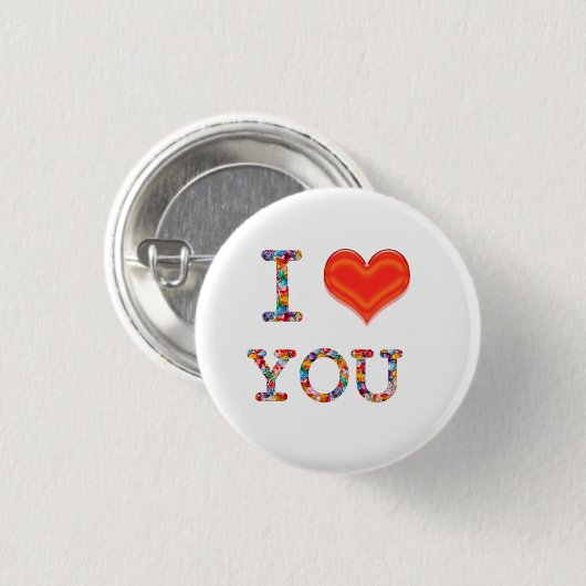 I LIEBE SIE reizendes SKRIPT Herz-Bild Button (Vorne & Hinten)