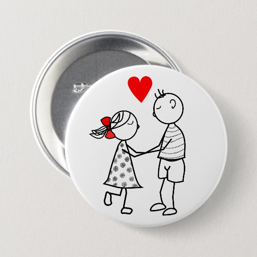 I Liebe Sie - Romantisches Niedliches Paar - Maler Button (Vorne & Hinten)