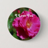 I Liebe Sie rosa Blume Button (Vorderseite)