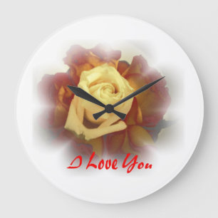 I Liebe Sie Rose Große Wanduhr