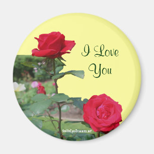 I Liebe Sie Rosen-Blumen-Foto-Magnet Magnet