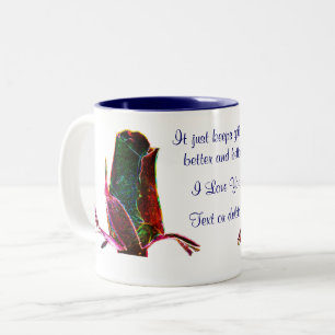 I Liebe Sie Rosenknospe Blume Personalisiert Zweifarbige Tasse