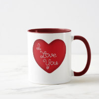 I Liebe Sie rote Herz-Wecker-Kaffee-Tasse 15 Unze