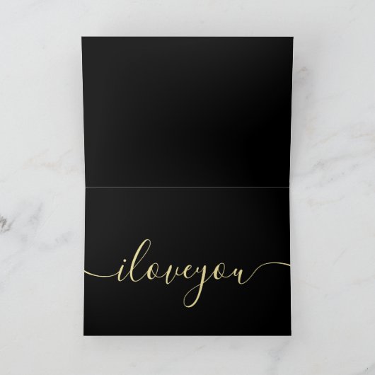 i Liebe Sie Rote Rose auf Schwarz und Gold monogra Karte (Innenseite)