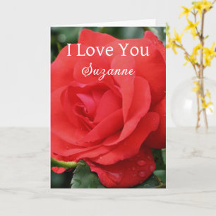 I Liebe Sie Rote Rose Blume Personalisiert Karte