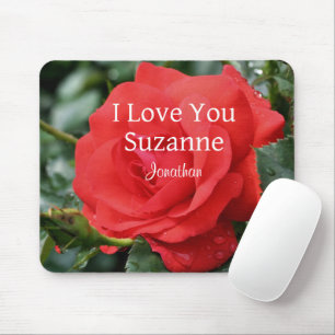 I Liebe Sie Rote Rose Personalisiert Mousepad