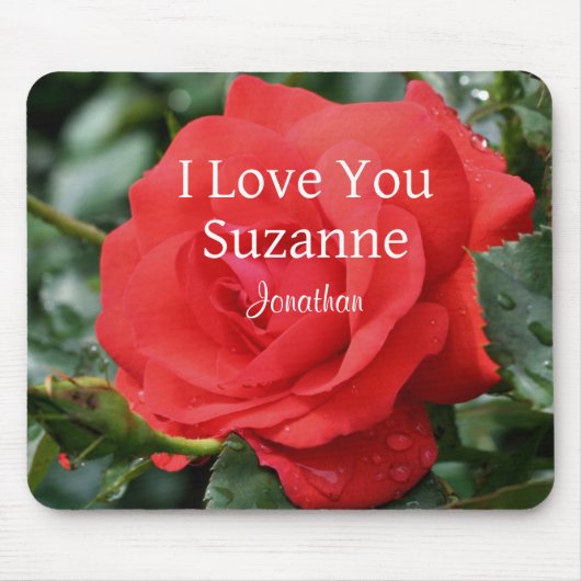 I Liebe Sie Rote Rose Personalisiert Mousepad (Vorne)