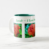 I Liebe Sie Rote Rose Personalisiert Zweifarbige Tasse (Vorderseite Links)