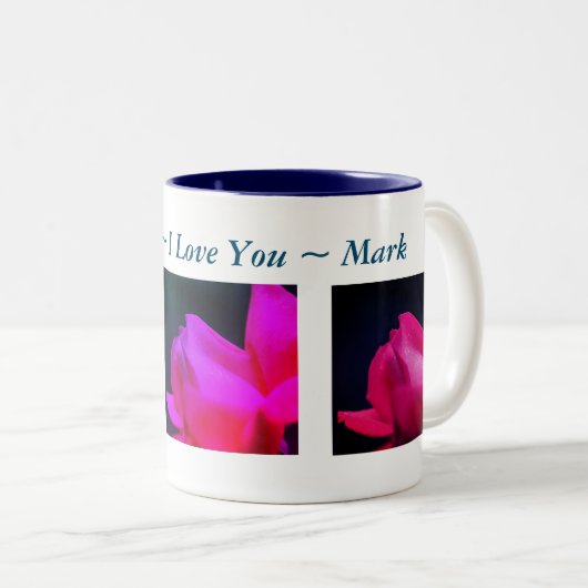 I Liebe Sie Rote Rose Personalisiert Zweifarbige Tasse (VorderseiteRechts)