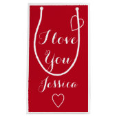 I Liebe Sie Roter Personalisierter Name Kleine Geschenktüte (Vorderseite)