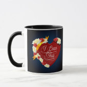 I Liebe Sie, rotes Herz/weiße Rosen Tasse (Links)