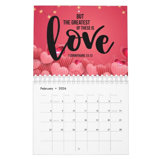 I Liebe Sie Scripture Bible Verse Inspiration Kalender (Feb 2026)