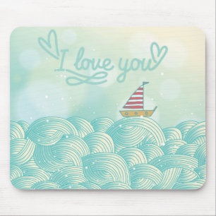 I Liebe Sie Segelboot Mousepad