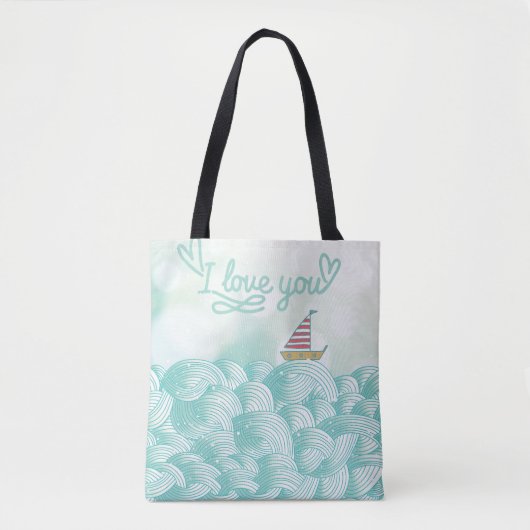 I Liebe Sie Segelboot Tasche (Vorderseite)