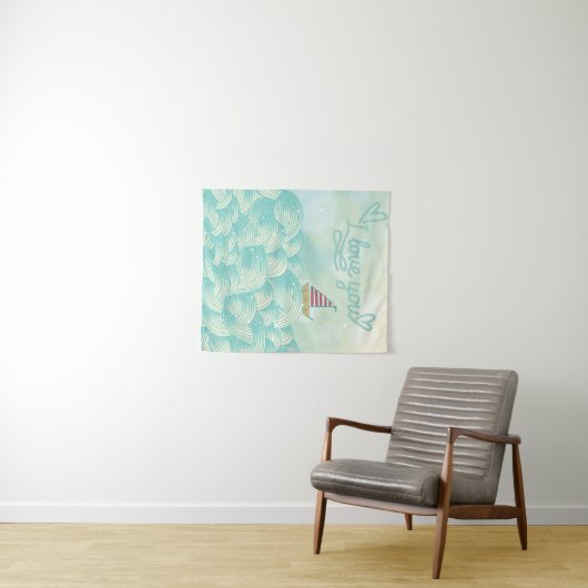 I Liebe Sie Segelboot Wandteppich (Beispiel (Horizontal))