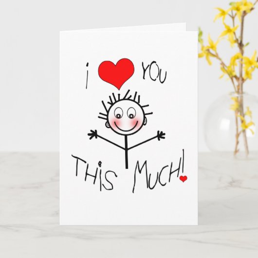 I LIEBE SIE STRICHMÄNNCHEN-SPASS-KARTE - KINDLICH KARTE (Gelbe Blume)