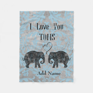 I LIEBE SIE TONS/Elephant Kunst/personalisiertes Fleecedecke