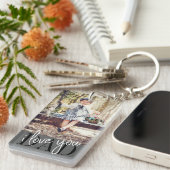 I Liebe Sie Vater Benutzerdefiniertes Foto Schlüsselanhänger (Vorderseite rechts)