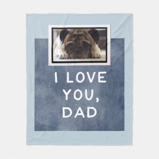 I Liebe Sie, Vater-dunkelblaue kundenspezifische Fleecedecke (Vorderseite)