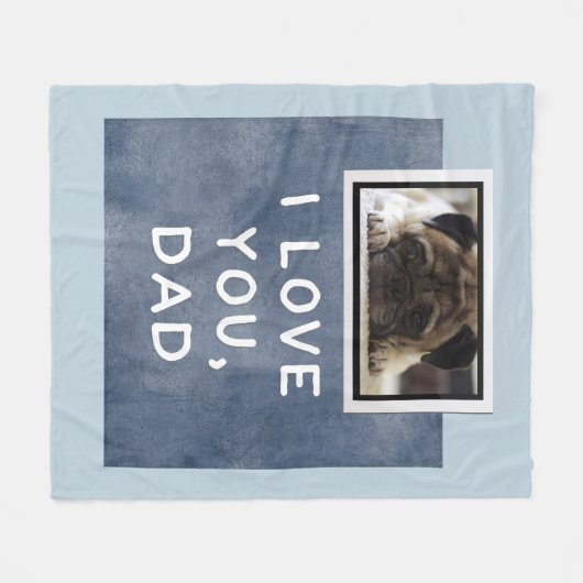 I Liebe Sie, Vater-dunkelblaue kundenspezifische Fleecedecke (Vorderseite (Horizontal))