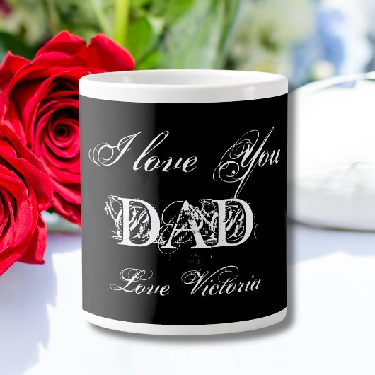 I Liebe Sie Vater Personalisiert elegant Schwarz & Jumbo-Tasse