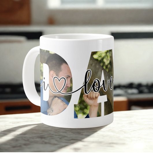 I Liebe Sie VATER Skripttypografie Vater Son Foto Jumbo-Tasse