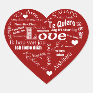 I Liebe Sie-Viele Sprachen+Herzen Herz-Aufkleber
