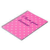 I Liebe Sie, weil… Herz-gemusterte rosa Notizblock (Linke Seite)
