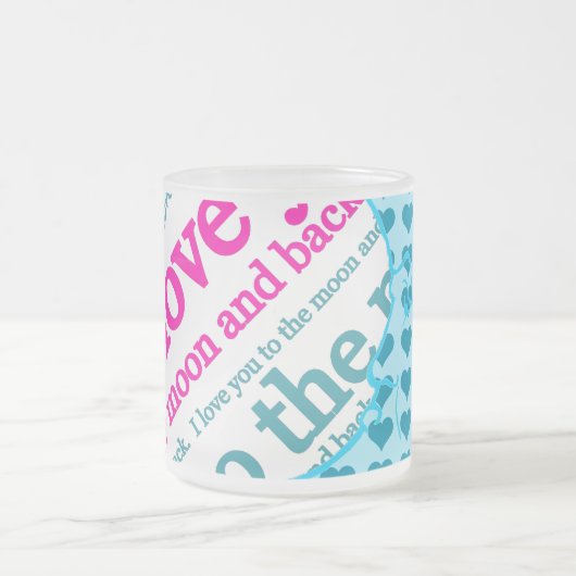 I Liebe Sie zum Mond und hinteren zu den Mattglastasse (Mittel)