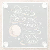 I Liebe Sie zum Mond-und Rückseiten-Schwarzen Glasuntersetzer (Rückseite)