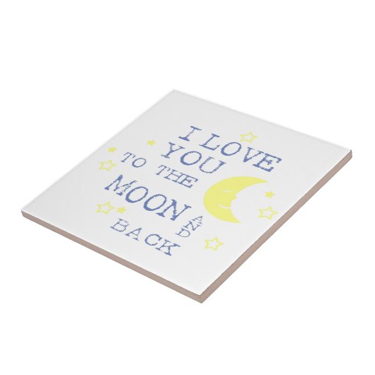 I Liebe Sie zum Mond-und Rückseiten-Zitat - Blau Fliese (Seite)