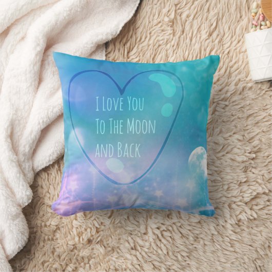 I Liebe Sie zum Mond und zum hinteren Kissen (Decke)