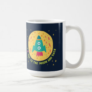 I Liebe Sie zum Mond und zum hinteren Rocketship Kaffeetasse