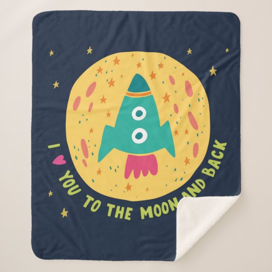 I Liebe Sie zum Mond und zum hinteren Rocketship Sherpadecke (Vorderseite)
