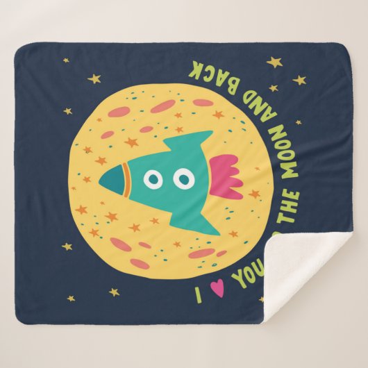I Liebe Sie zum Mond und zum hinteren Rocketship Sherpadecke (Vorderseite (Horizontal))