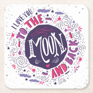 I Liebe Sie zum Mond und zur Rückseite 4 Rechteckiger Pappuntersetzer