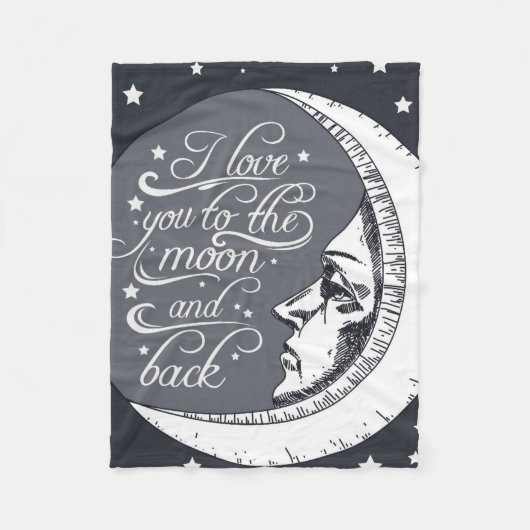 I Liebe Sie zum Mond und zur Rückseite Fleecedecke (Vorderseite)