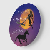 I Liebe Sie zum Mond und zur Rückseite Große Wanduhr (Winkel)