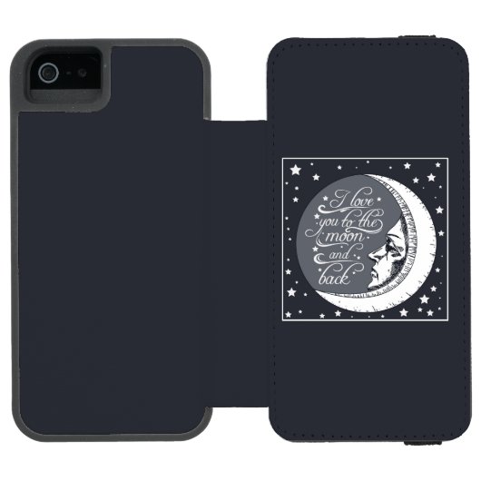 I Liebe Sie zum Mond und zur Rückseite Incipio iPhone Geldbeutel-Hülle (Folio Geöffnet)