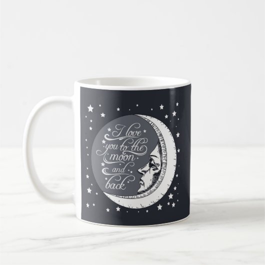 I Liebe Sie zum Mond und zur Rückseite Kaffeetasse (Links)
