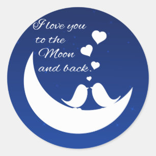 I Liebe Sie zum Mond und zur Rückseite Runder Aufkleber