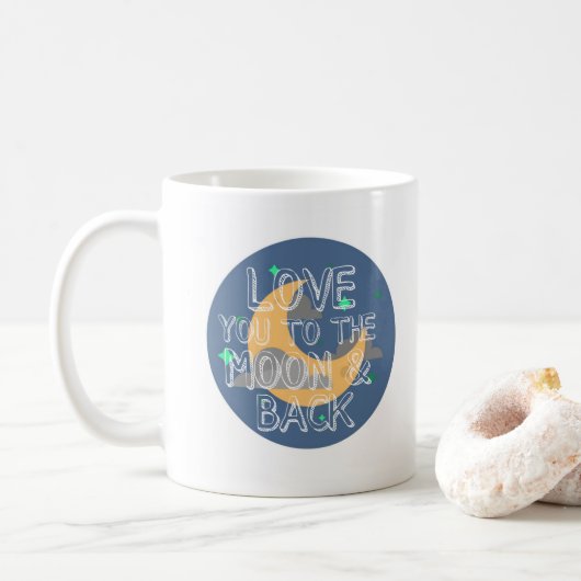 I Liebe Sie zur Mond-und Rückseiten-Blau-Tasse Kaffeetasse (Mit Donut)