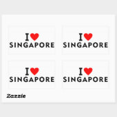 I Liebe Singapur Land wie Herztourismus Rechteckiger Aufkleber (Blatt)