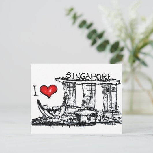 I Liebe Singapur Postkarte (Stehend Vorderseite)